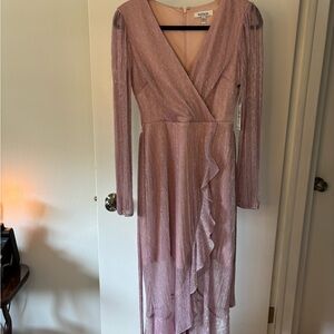 Elegant Pink Long Sleeve Dress